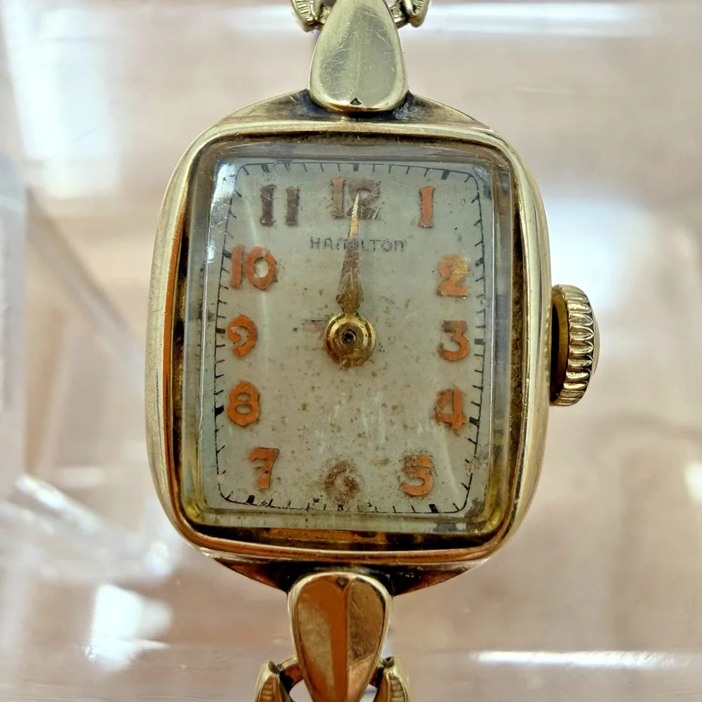 Vintage Hamilton Ladies Watch 10K Gold Filled Art Deco USA Stretch Band